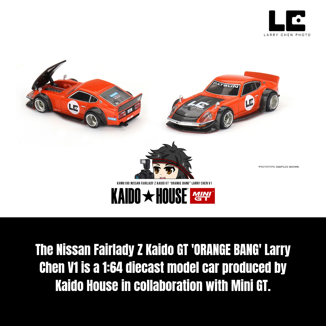 Mini GT 1:64 NISSAN Fairlady Z - KAIDO GT Larry Chen V1 - Orange Bang - Modellino Giapponese
