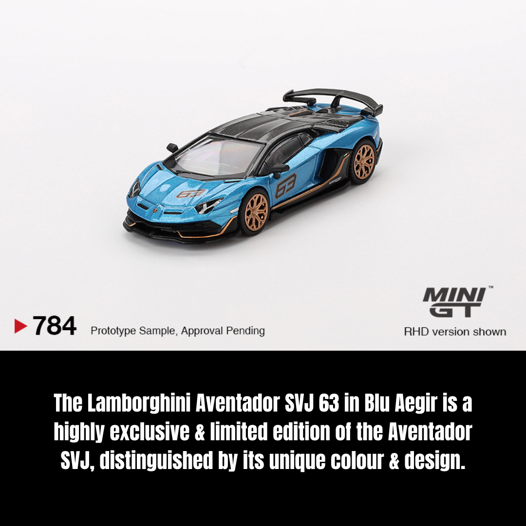 2024 Mini-GT Lamborghini Aventador SVJ 63 Blu Aegir #784 - 1:64